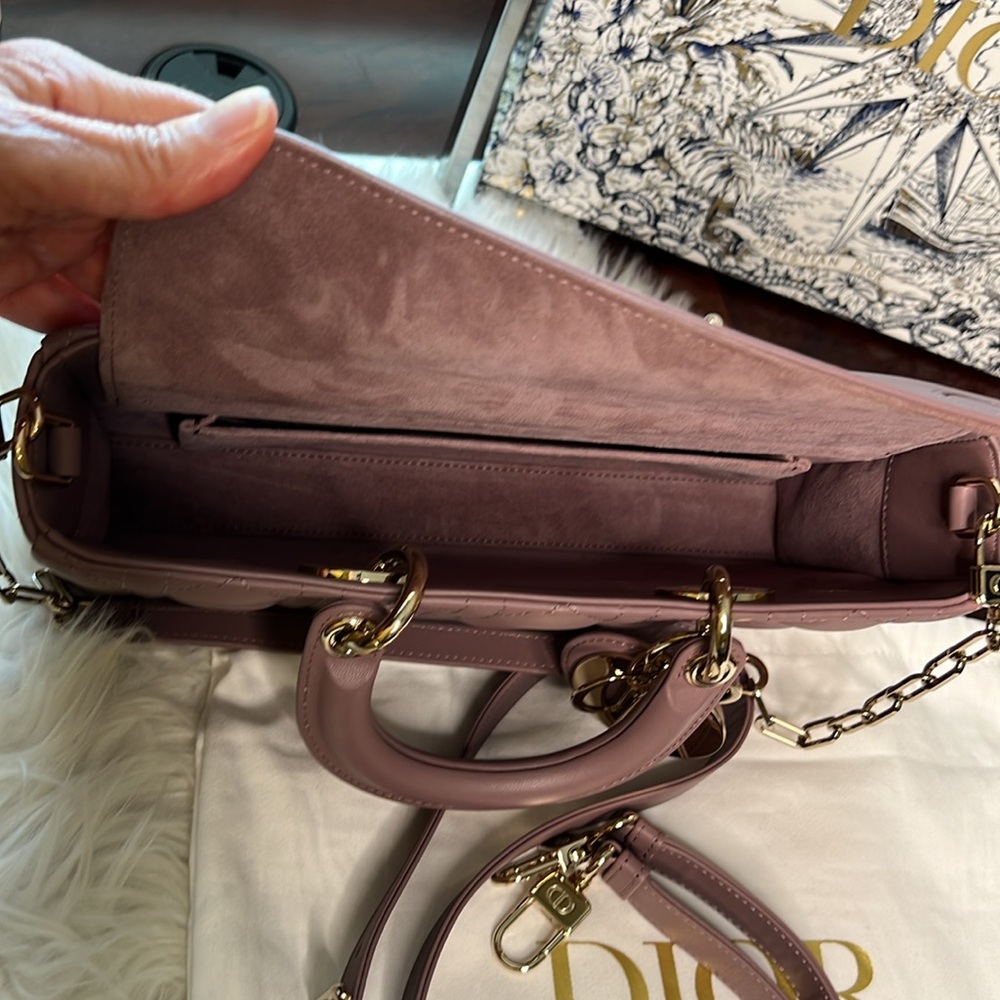 Dior Medium Lady D-Joy Bag Peony Pink Cannage Lambskin NWT Shoulder/Crossbody - Picture 11 of 17